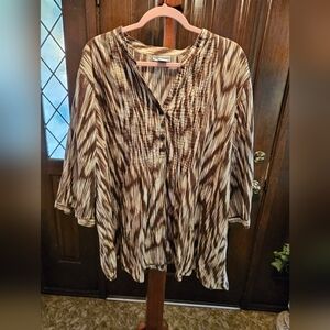 Catherines Brown and Cream Patterned Women's Top